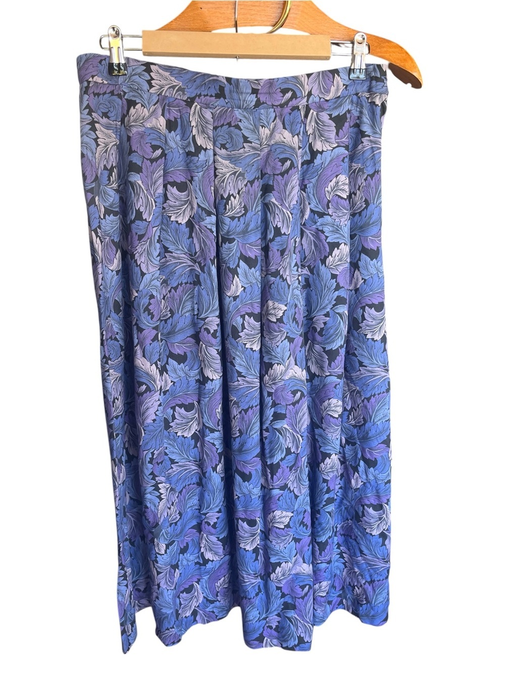 Vintage Pendleton Women's Blue Pleated Floral Midi Skirt 14